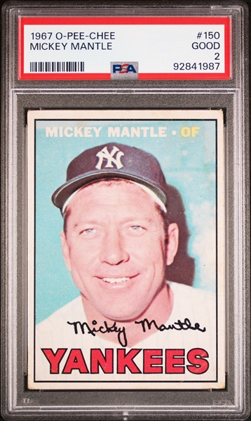 1967 O-Pee-Chee #150 Mickey Mantle PSA 2 (GOOD)